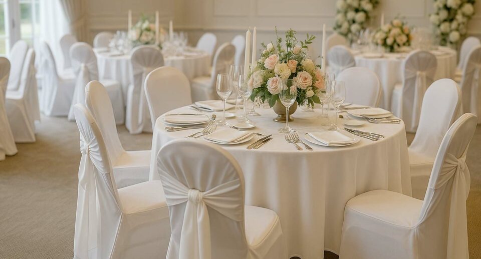 Hussen für Hochzeiten: Romantische Looks für jeden Tischtyp